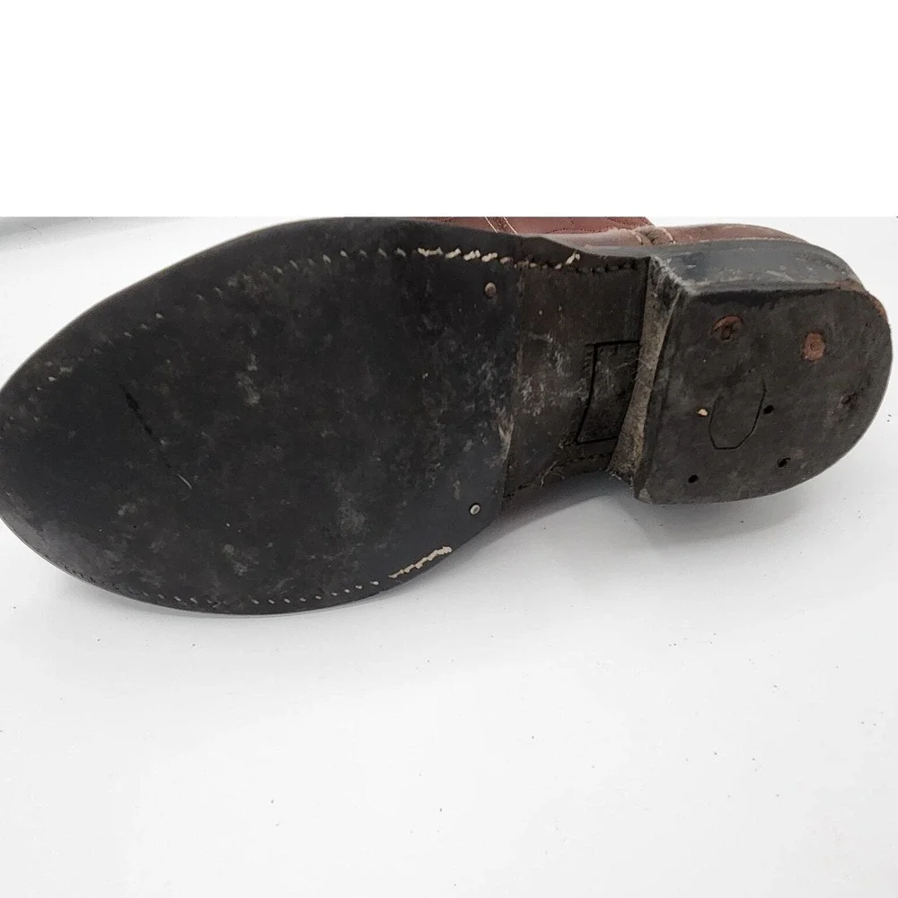 Vintage Brown Leather Cowboy Boots Western Boots Decorative‎ Stitching